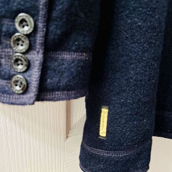 Armani Jeans Peacoat Men’s Small Navy Blue Wool 30th Anniversary Tweed Jacket - Picture 12 of 16